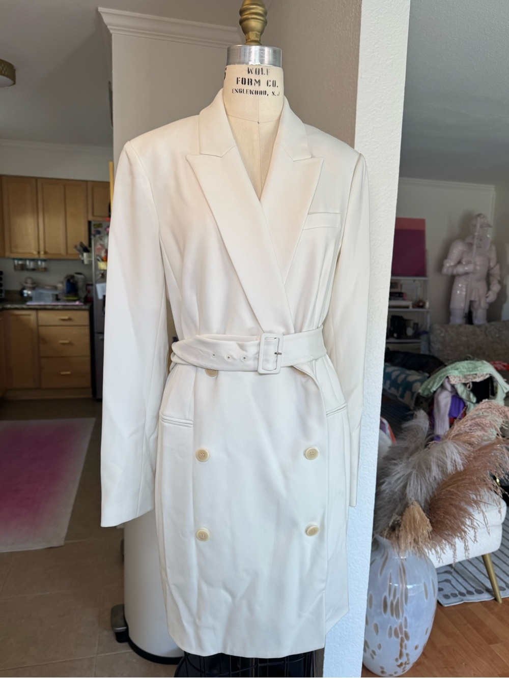 NWT White Theory Double-Breasted Belted Blazer Dress